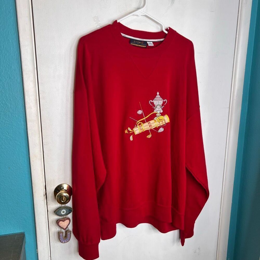 Como crewneck sweatshirt with an embroidered golf motif wool polyester blend mad